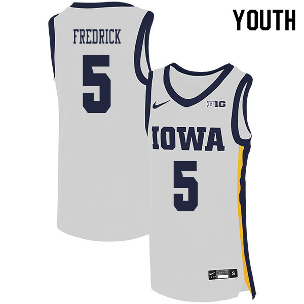 2020 Youth #5 CJ Fredrick Iowa Hawkeyes College Basketball Jerseys Sale-White